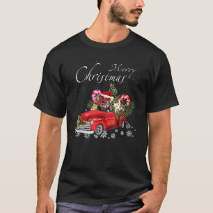 Camiseta Feliz de Caminhão Vermelho papai noel German sheph