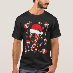 Camiseta Feliz De Candy Cane E Chri Brilhante Vermelho E Br