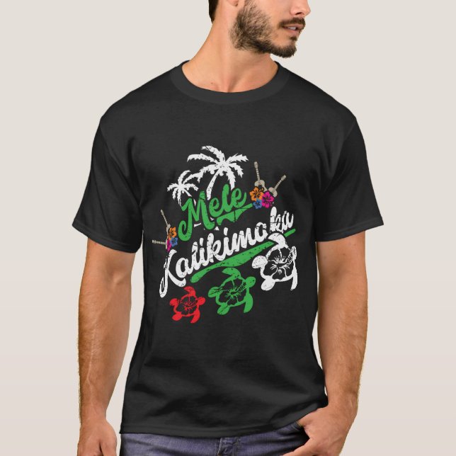 Camiseta Feliz de Diversão Mele Kalikimaka (Frente)