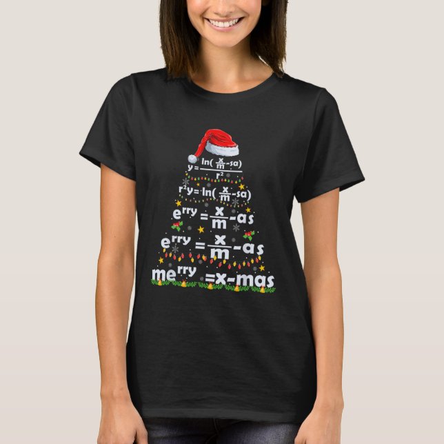 Camiseta Feliz de Equação de Matemática X-mas Engraçado Pro (Frente)