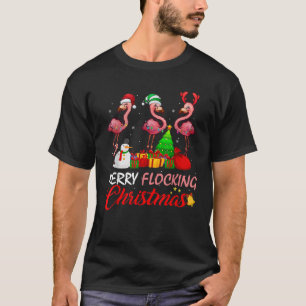 Camiseta Feliz De Flamingo Rosa De Natal Em Papais noeis Ha