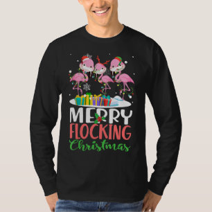 Camiseta Feliz De Flamingo Rosa De Natal Em Papais noeis Ha