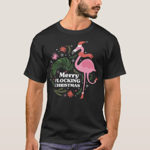 Camiseta Feliz De Flamingo Rosa De Natal Em Papais noeis Ha