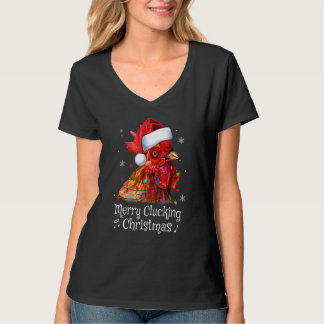 Camiseta Feliz de frango depenando Papais noeis de Natal Xm