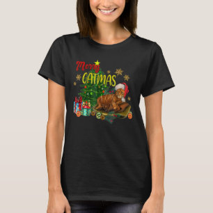 Camiseta Feliz de Gato Siamês Catmas Feliz Natal Gatos de N