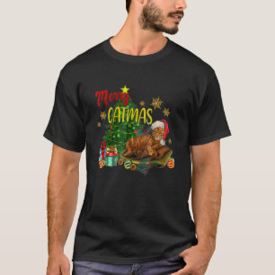 Camiseta Feliz de Gato Siamês Catmas Feliz Natal Gatos de N