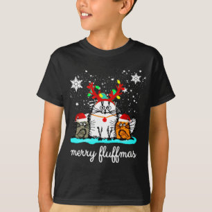 Camiseta Feliz de gatos Fluffmas engraçado natal