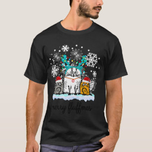 Camiseta Feliz de Gatos Fúfias, fantasia de natal engraçada