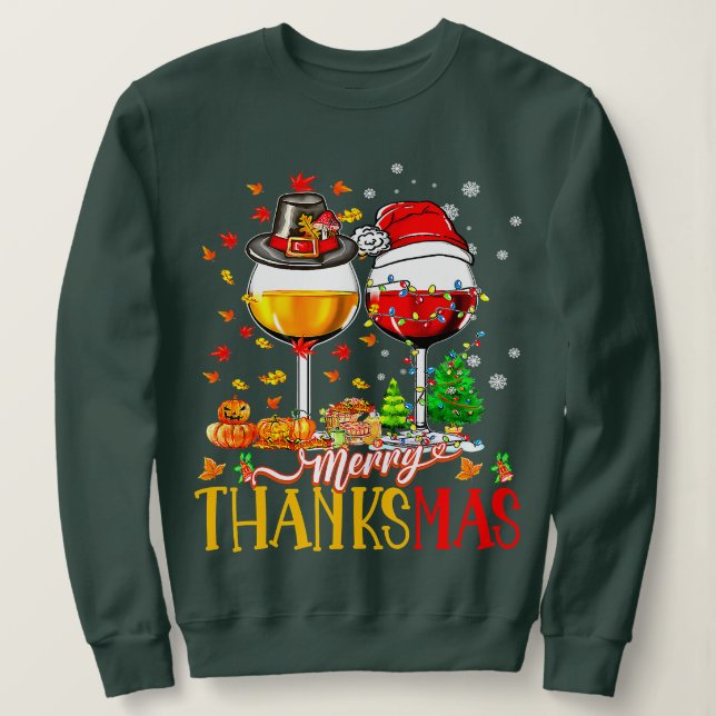 Camiseta Feliz de Graças Ação de Natal Feia Xmas P (Frente do Design)