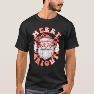 Camiseta Feliz de Groovy e Papais noeis brilhantes Retro Ch