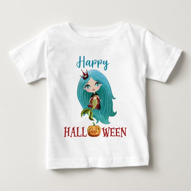 Camiseta Feliz de Halloween Menina Bebê Camiseta d (Frente)