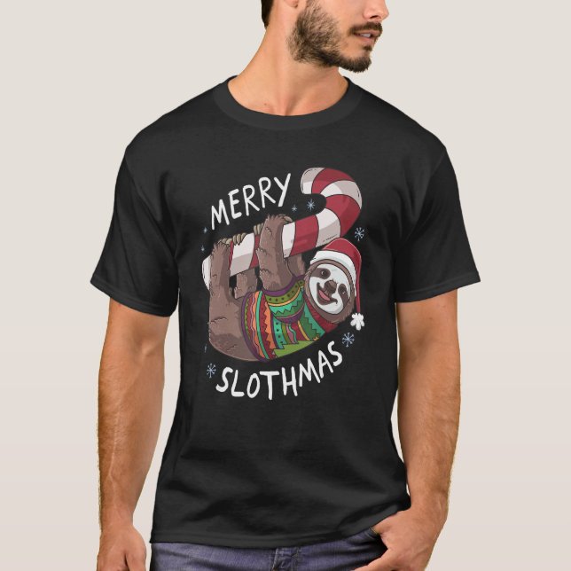 Camiseta Feliz de Lama Slothmas natal Stoffer Gi (Frente)