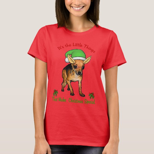 Camiseta Feliz de Natal Chihuahua (Frente)
