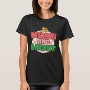Camiseta Feliz de Natal Cor-de-Rosa Bonita Xmas Brilhante B