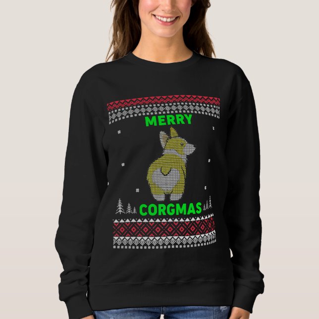 Camiseta Feliz de Natal Corgmas Corgi Ugly (Frente)