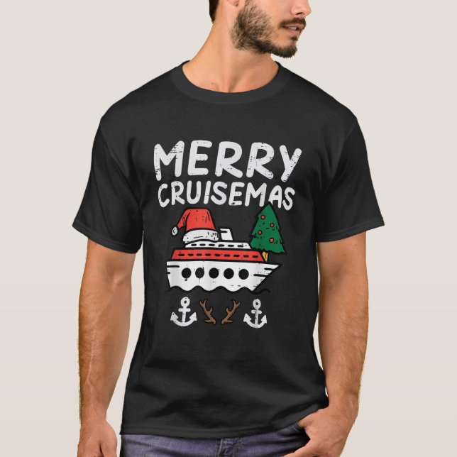 Camiseta Feliz de Natal Cruisemas Família Xmas Men W (Frente)