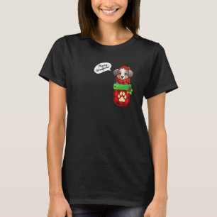Camiseta Feliz De Natal Do Pastor Australiano Woofmas Em Po