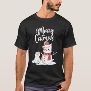 Camiseta Feliz de Natal engraçada Catmas Gato de Neve Gato