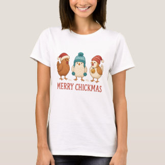 Camiseta Feliz de Natal Engraçado Galinhas de Natal Inverno