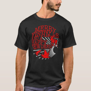Camiseta Feliz de Natal Fishmas Happy New Deer Pescador H