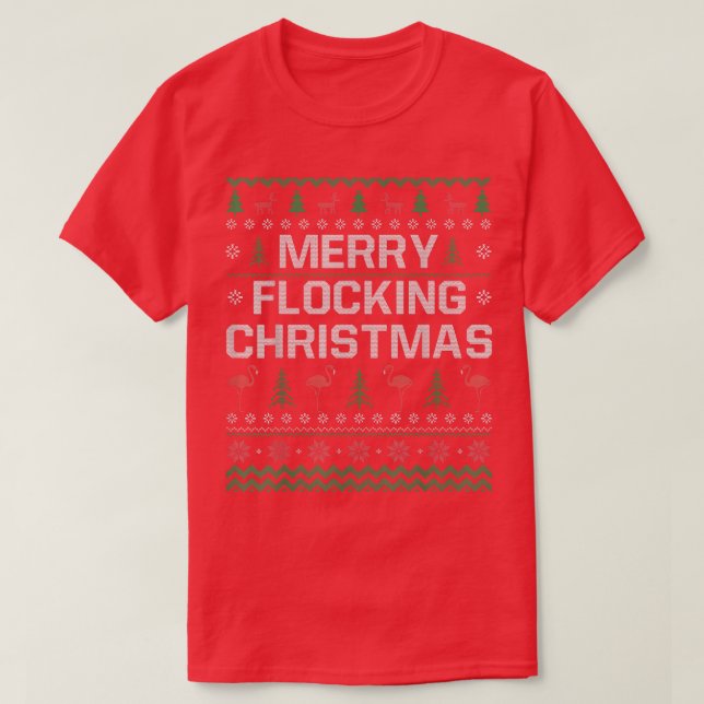 Camiseta Feliz de Natal Flamingo Ugly Christmas S (Frente do Design)