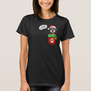Camiseta Feliz De Natal Giant Schnauzer Woofmas Em Pocket