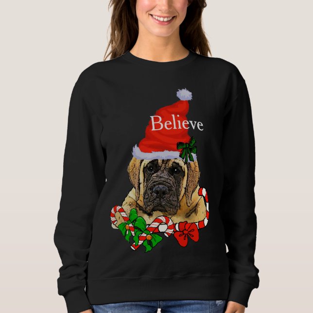Camiseta Feliz de Natal Inglês Mastiff (Frente)
