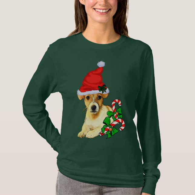 Camiseta Feliz de Natal Jack Russell Terrier (Frente)