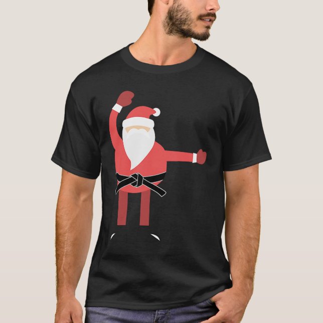 Camiseta Feliz de Natal Kick Mas Karate Papais noeis Clau (Frente)