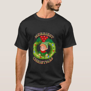 Camiseta Feliz de Natal Mais Merrista Elf Wreath Lights H