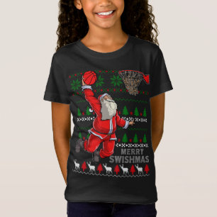 Camiseta Feliz de natal Papai noel de natal de basquetebol