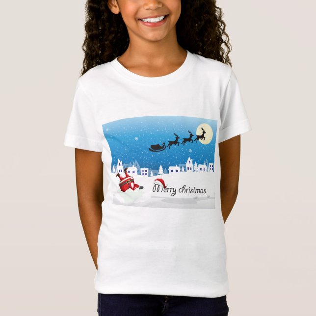 camiseta feliz de natal para meninas (Frente)