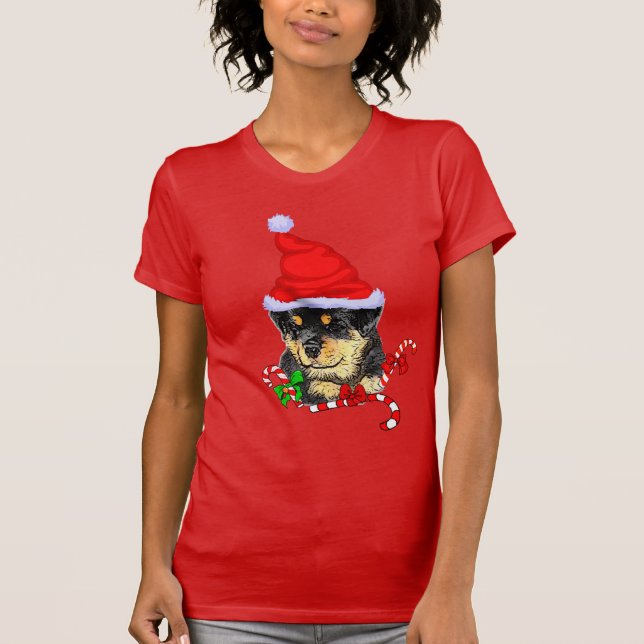 Camiseta Feliz de Natal Rottweiler (Frente)