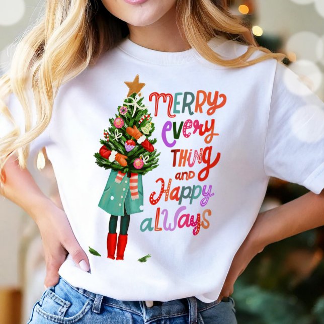 Camiseta Feliz de Natal Tudo Feliz Sempre Moderno (Criador carregado)