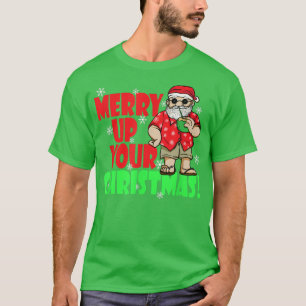 Camiseta Feliz de Natal Um Papai Noel Vac Havaiano