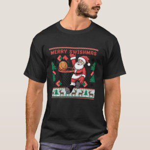 Camiseta Feliz de Papais noeis de natal Jogador de basquete