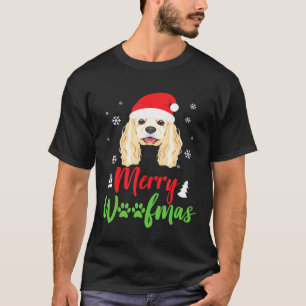 Camiseta Feliz de Spaniel de Cães de Natal Woofmas