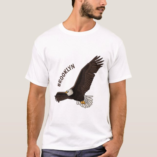 Camiseta Feliz desenho animado de águia-calva voadora (Frente)