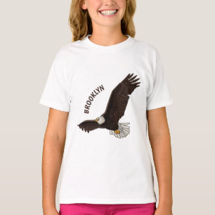 Camiseta Feliz desenho animado de águia-calva voadora