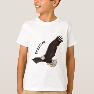 Camiseta Feliz desenho animado de águia-calva voadora