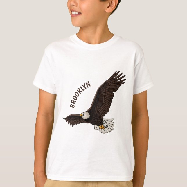 Camiseta Feliz desenho animado de águia-calva voadora (Frente)