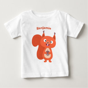 Camiseta Feliz desenho animado de esquilo vermelho