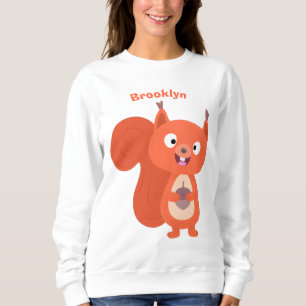 Camiseta Feliz desenho animado de esquilo vermelho