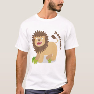 Camiseta Feliz desenho animado de leão