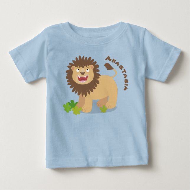 Camiseta Feliz desenho animado de leão (Frente)