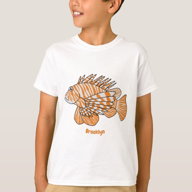 Camiseta Feliz desenho animado de lionfish (Frente)