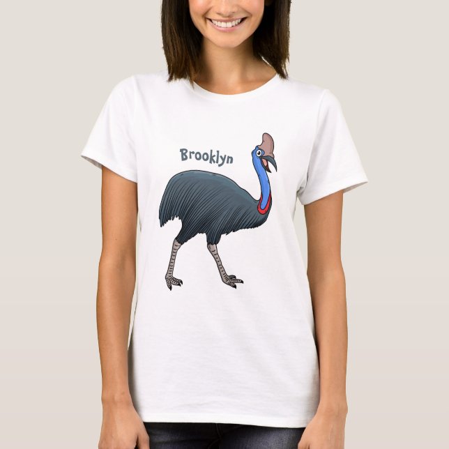 Camiseta Feliz desenho animado de pássaro (Frente)