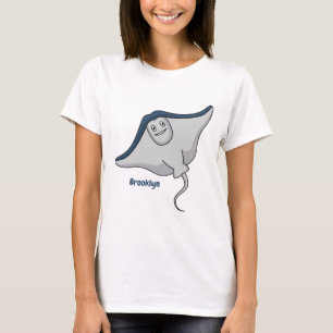 Camiseta Feliz desenho animado de peixes-raia