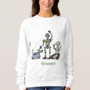 Camiseta Feliz desenho animado de robôs fofos
