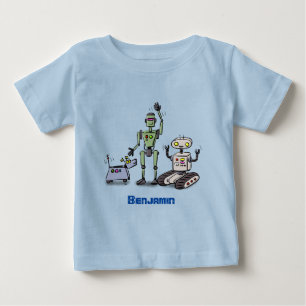 Camiseta Feliz desenho animado de robôs fofos
